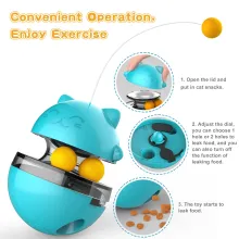Cat Slow Food Toy Interactive Cat Kitten Toy Electric Tumbler Double Track Ball Food Treat Dispenser Toy02