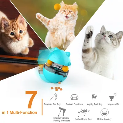 Cat Slow Food Toy Interactive Cat Kitten Toy Electric Tumbler Double Track Ball Food Treat Dispenser Toy 02