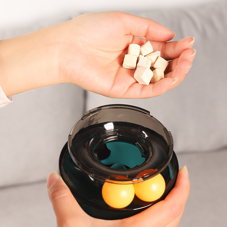 Cat Slow Food Toy Interactive Cat Kitten Toy Electric Tumbler Double Track Ball Food Treat Dispenser Toy