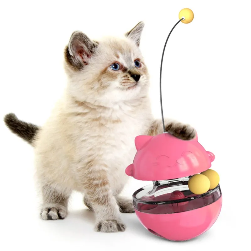 Cat Slow Food Toy Interactive Cat Kitten Toy Electric Tumbler Double Track Ball Food Treat Dispenser Toy07