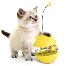 Cat Slow Food Toy Interactive Cat Kitten Toy Electric Tumbler Double Track Ball Food Treat Dispenser Toy09