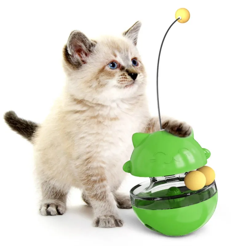 Cat Slow Food Toy Interactive Cat Kitten Toy Electric Tumbler Double Track Ball Food Treat Dispenser Toy08