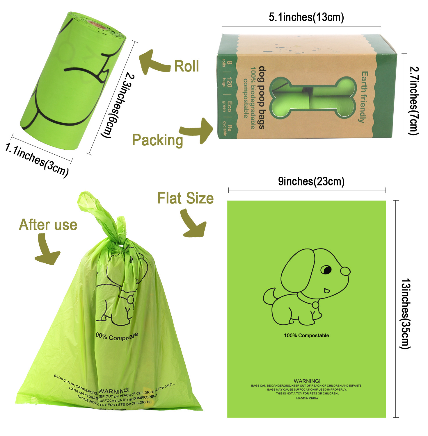 Disposable Environmentally Friendly Degradable Dog Poop Bag