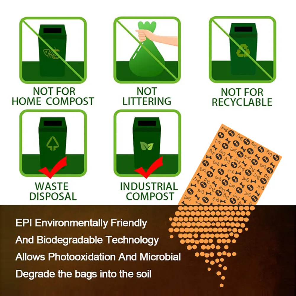 Degradable Disposable Eco Friendly dog Poop Bag with Pill Type Dispenser 