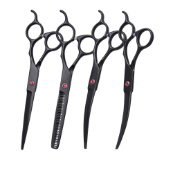 Dog Grooming Scissors Kit Dog Grooming Shear Set Professional Pet Grooming Tools 5 Piece Set 7 Inch Black 