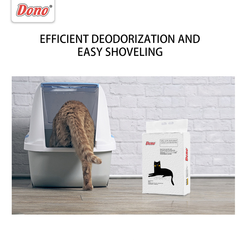 DONO Cat Litter Activated Carbon Tofu Bentonite Clumping Cat Litter Dust-free Does Not Touch The Bottom