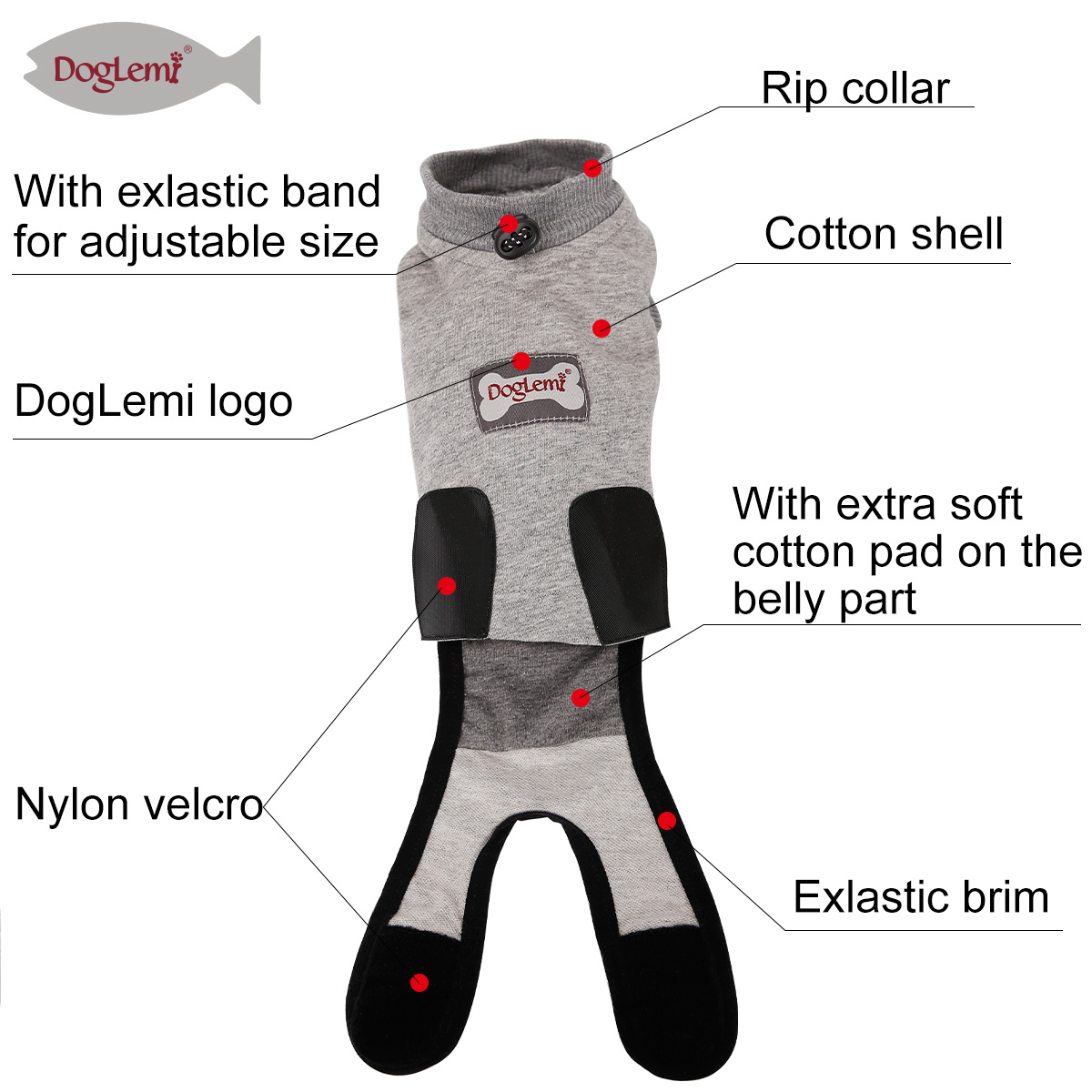 DOGLEMI Cat Recovery Suit for Small Medium Cats