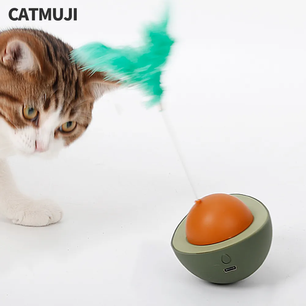 CATMUJI Cat Teaser Wands Interactive Cat Toys Motorized Cat Wands Attached With Feathers