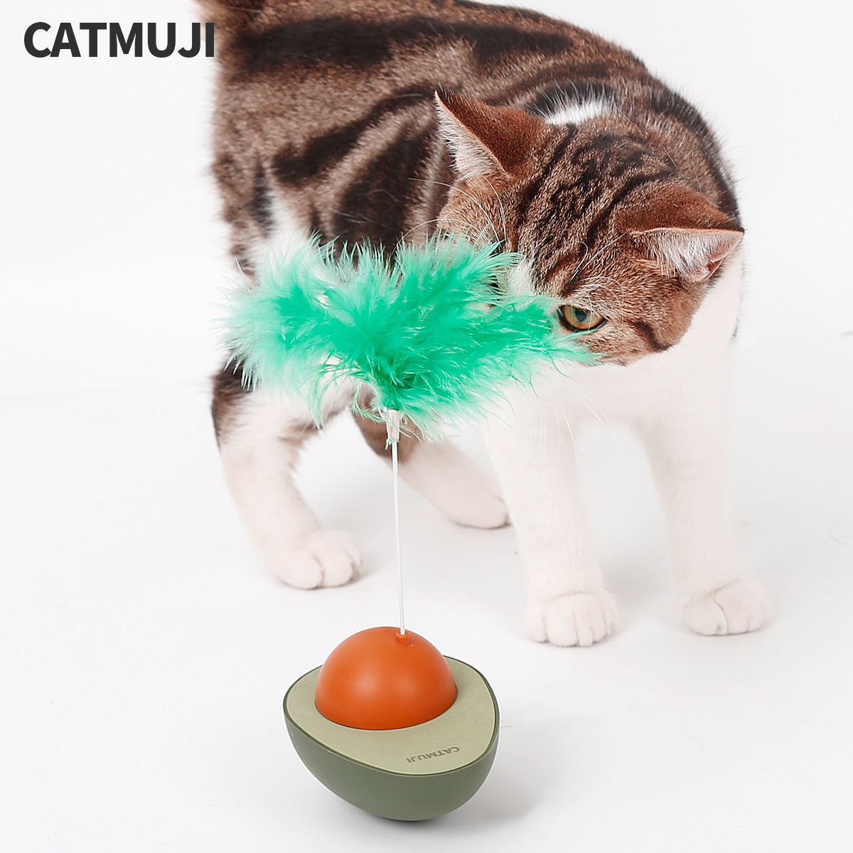 CATMUJI Cat Teaser Wands Interactive Cat Toys Motorized Cat Wands Attached With Feathers