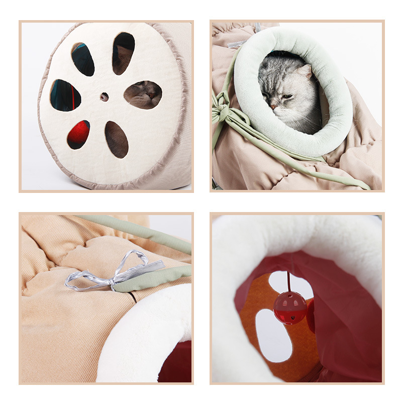 Cat Tunnel 2-in-1 Collapsible Cat Tunnels For Indoor Cats Beds