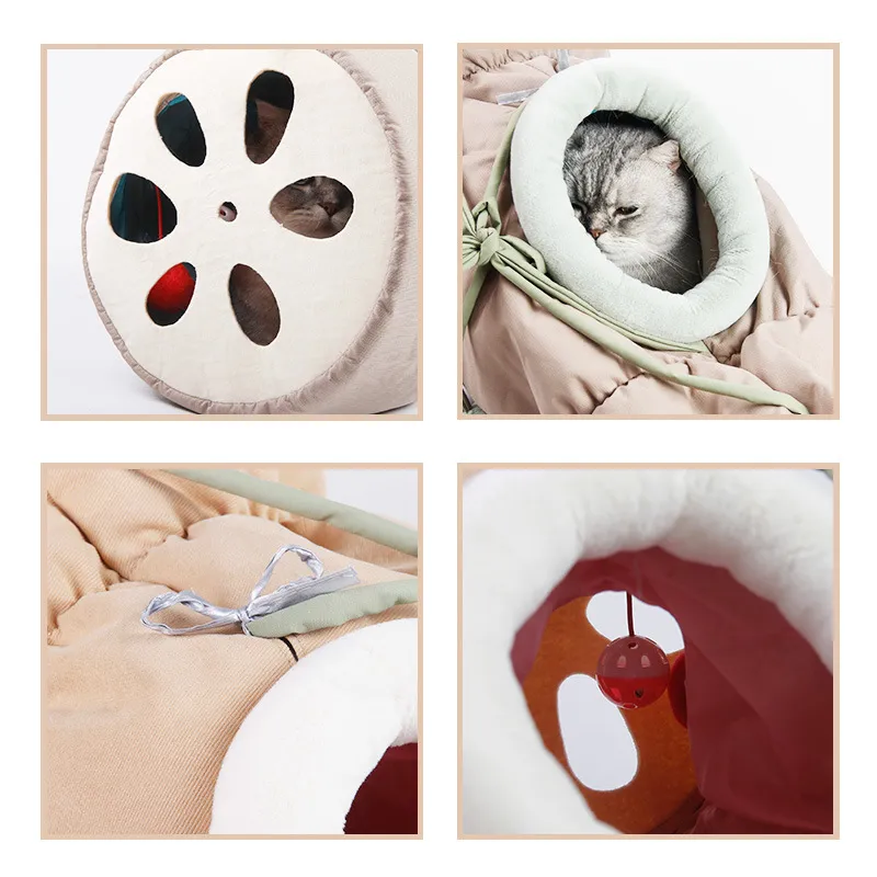 Cat Tunnel 2-in-1 Collapsible Cat Tunnels For Indoor Cats Beds02