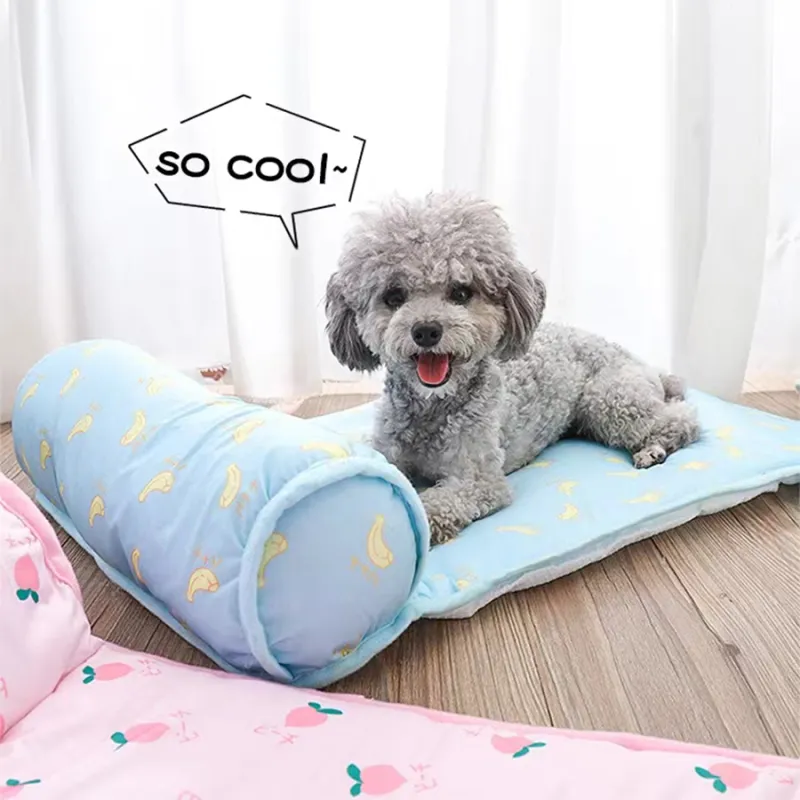 Dog Cooling Mat Breathable Bed With Pillow01