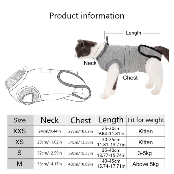 DOGLEMI Cat Recovery Suit for Small Medium Cats
