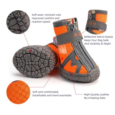 Dog Walking Boots With Reflective Strips 02