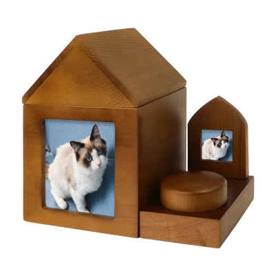 Pine Pet Urns With Photo Frame 01