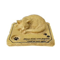 Cat Headstone Monument With Candle Hole Customizable