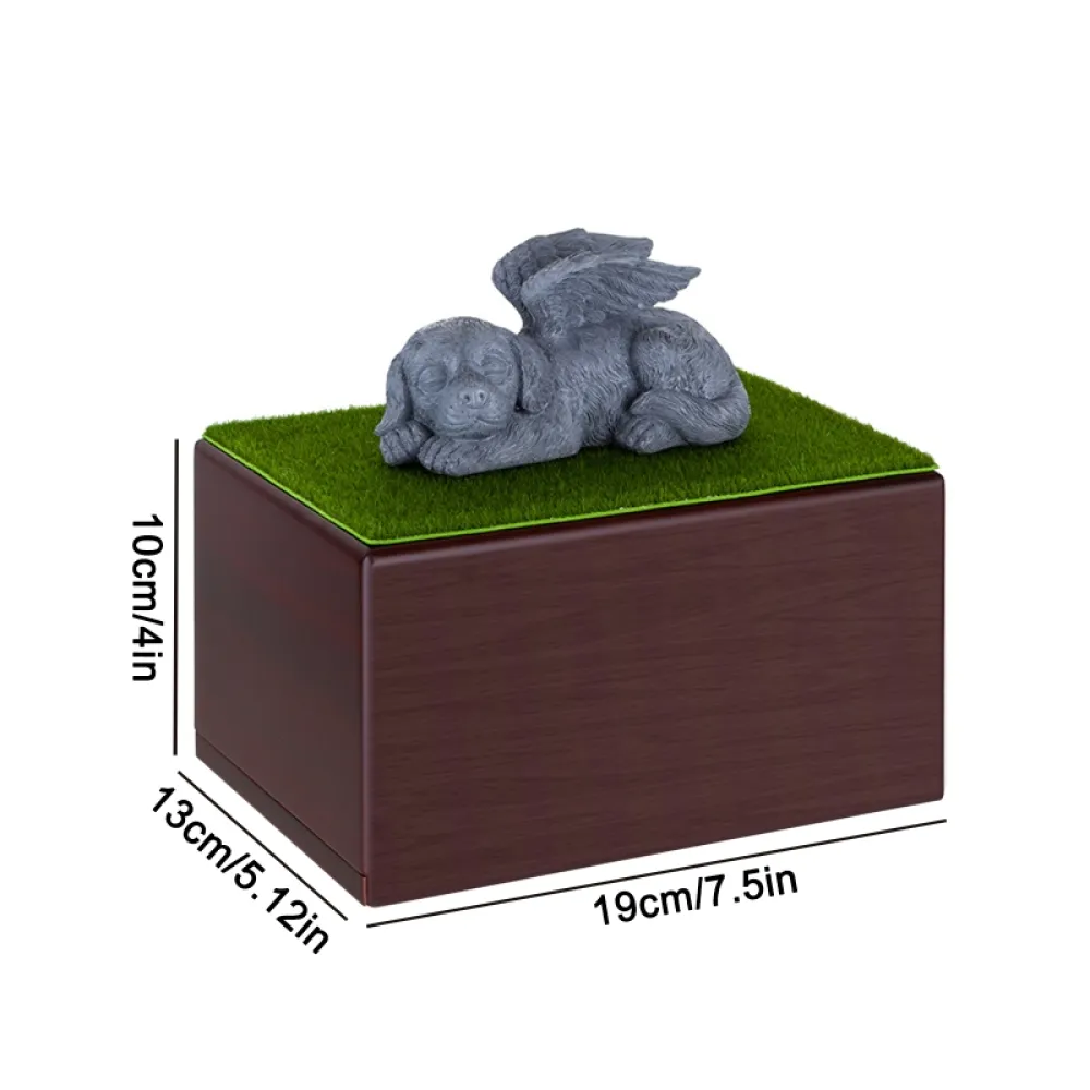 Wooden Dog Urns With Dog Figurine