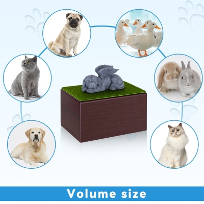Wooden Dog Urns With Dog Figurine 02