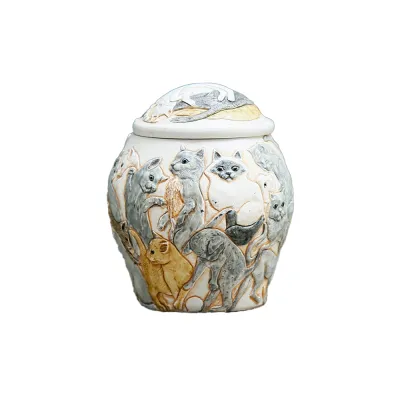 Resin Cat Cremation Urns With Seal Lid 01