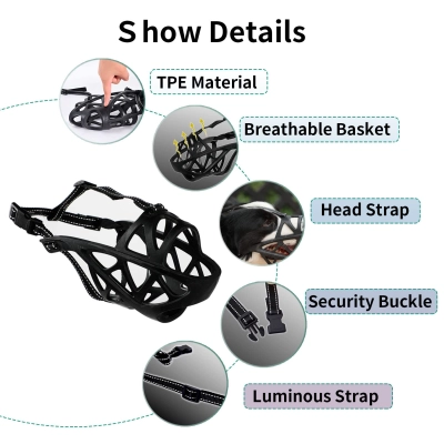 Dog Muzzle With Reflective Strips 02