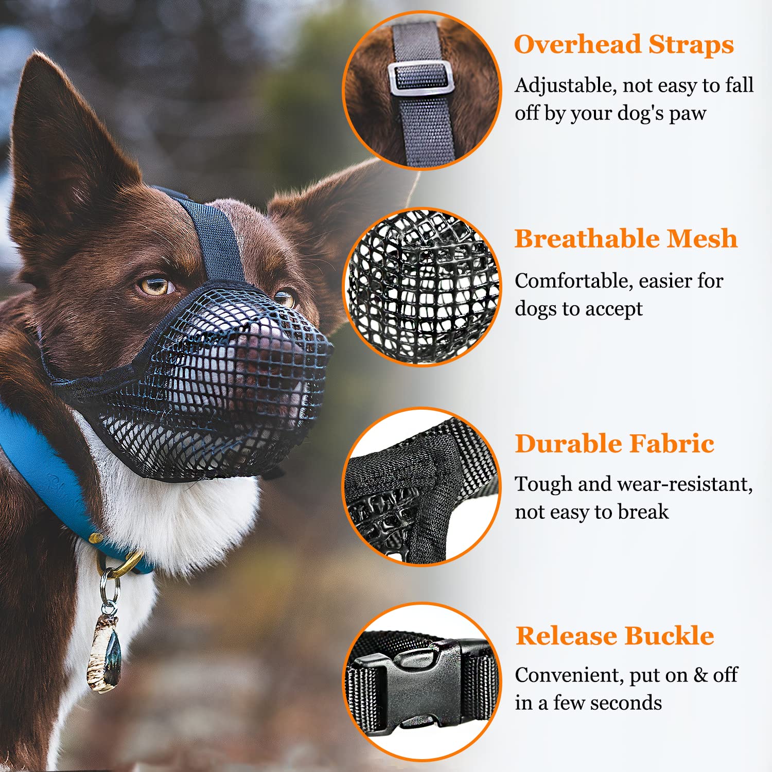 Mesh Dog Mouth Cover with Adjustable Strap Crawlpaw