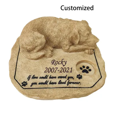 Dog Headstone Monument With Candle Hole Customizable 02
