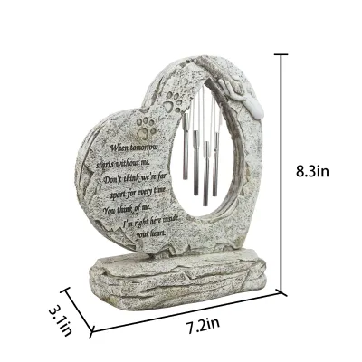 Heart Shaped With Wind Chimes Dog Headstone Customizable 02