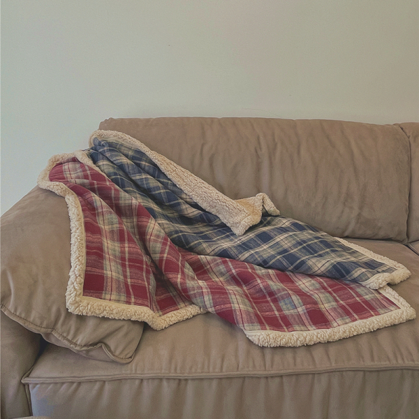 Plaid Dog Bed Blanket