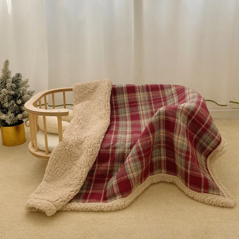 Plaid Dog Bed Blanket05