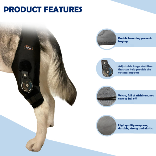 LISPOO Dog Knee Brace With Adjustable Hinge Stabilizer