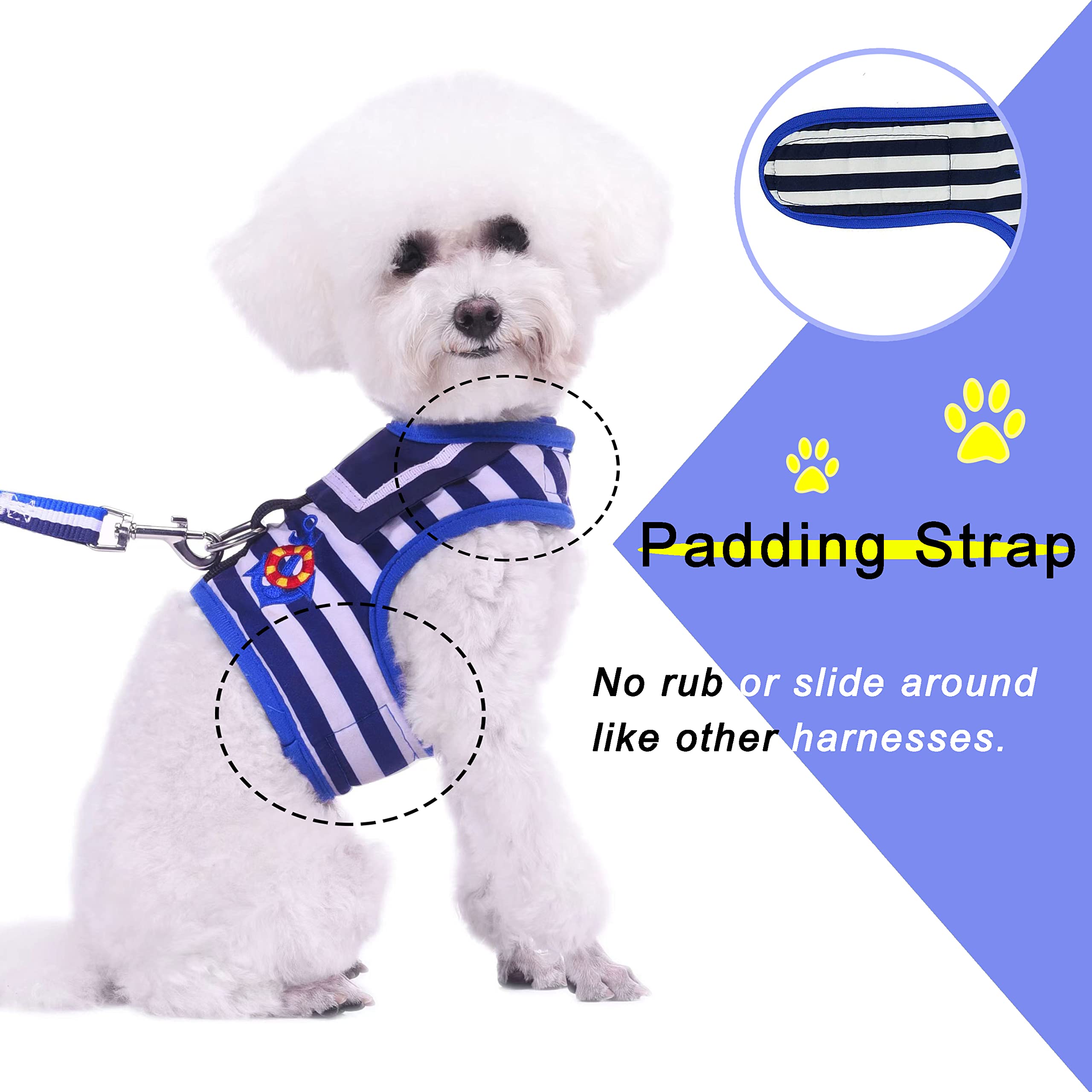 Navy Sailor Style Adjustable Dog Harness