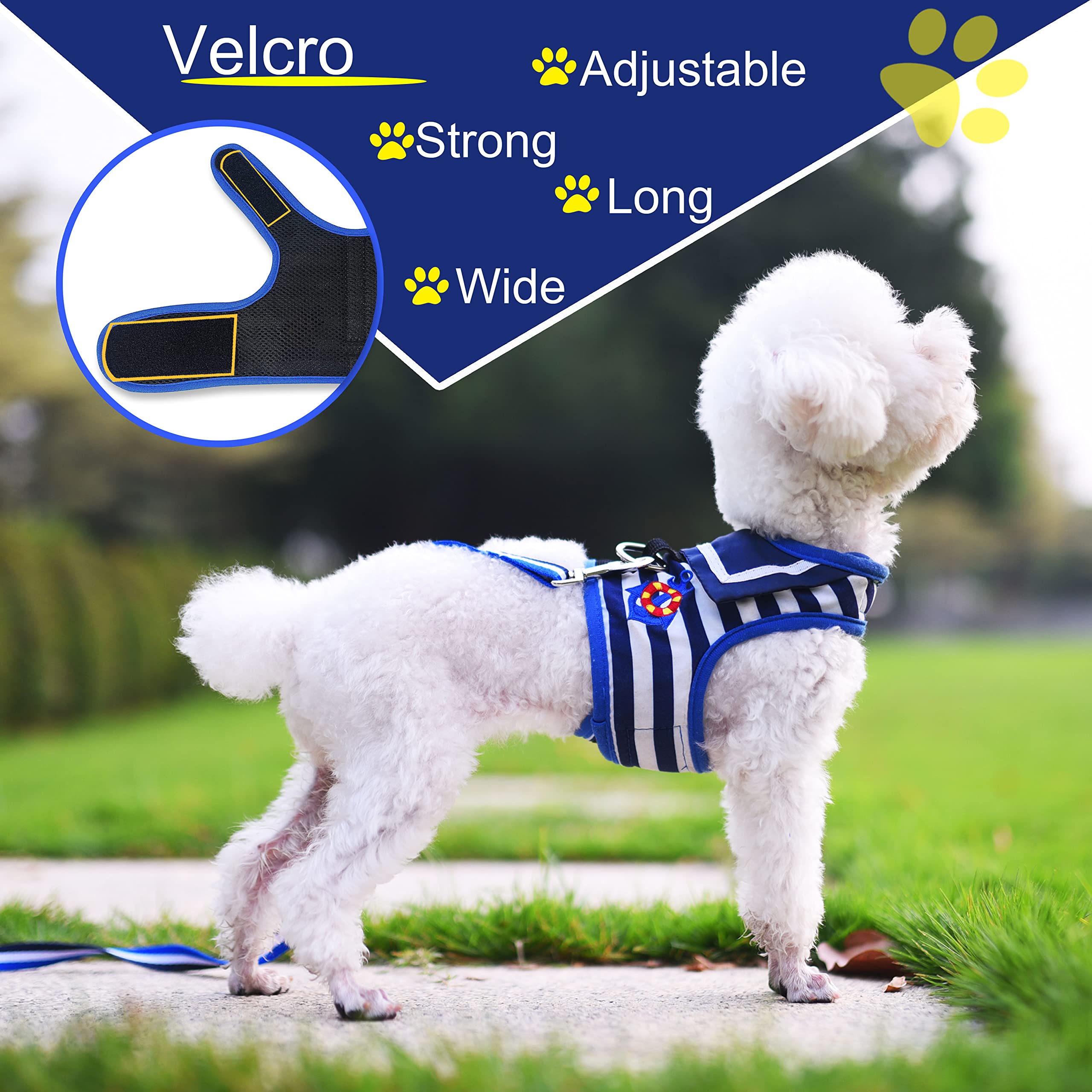 Navy Sailor Style Adjustable Dog Harness