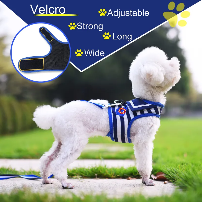 Navy Sailor Style Adjustable Dog Harness01