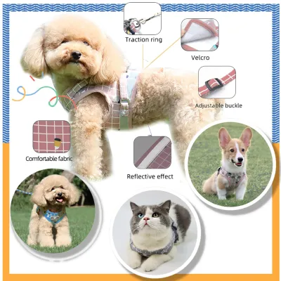 Plaid Style Dog Harness 02
