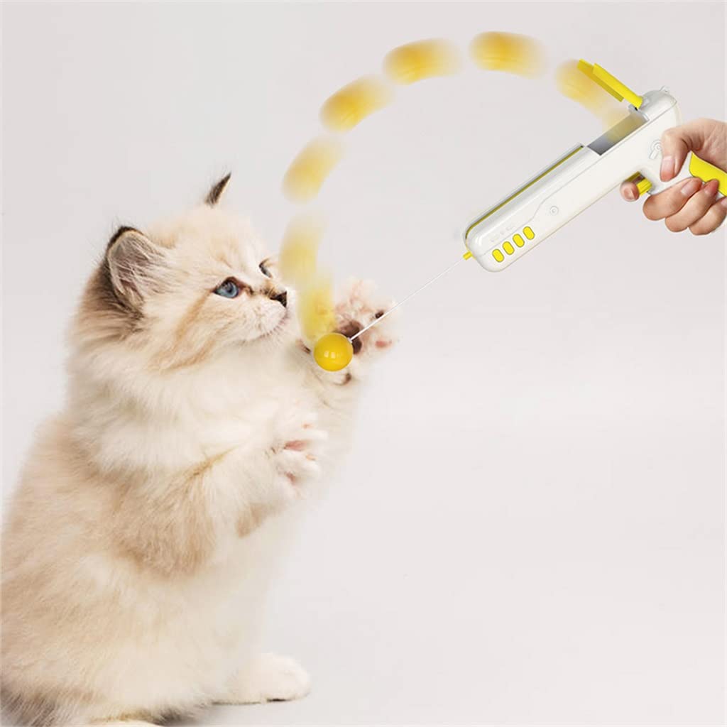 Gun Shape Cat Teaser Wand Toy With Ball & Feather