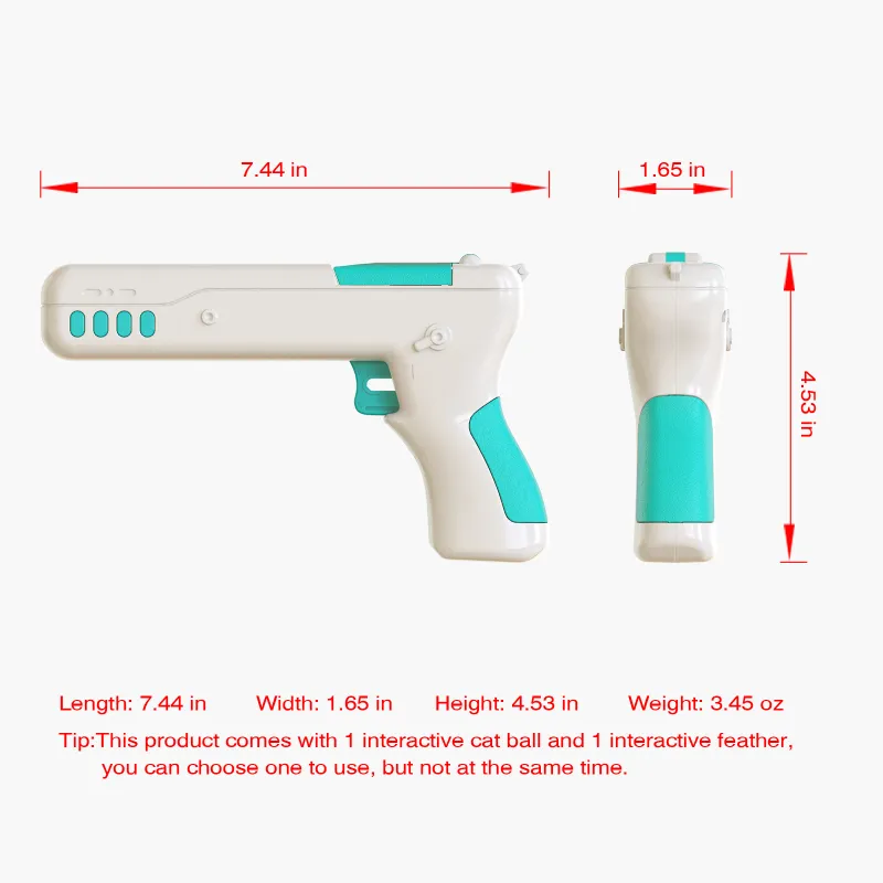 Gun Shape Cat Teaser Wand Toy With Ball & Feather04
