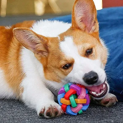 Rubber Woven Bell Ball Dog Chewing Toy 02
