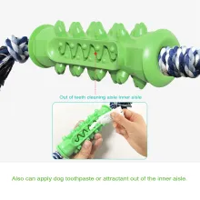 Dog Chew Toys Rubber Molar Stick with Cotton Bite Rope 04