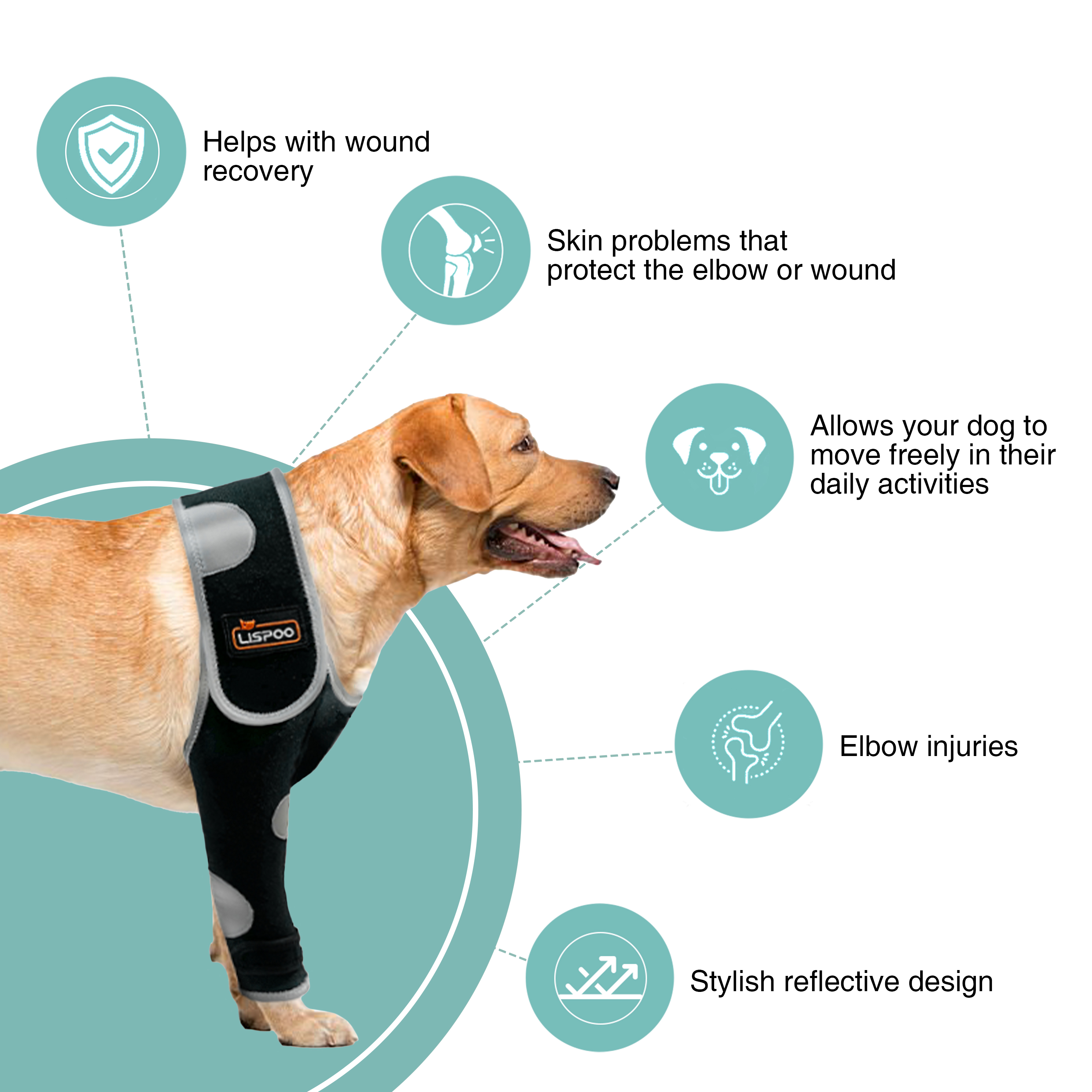 Dog Single Leg Sleeves For Prevent Licking with Reflective Straps
