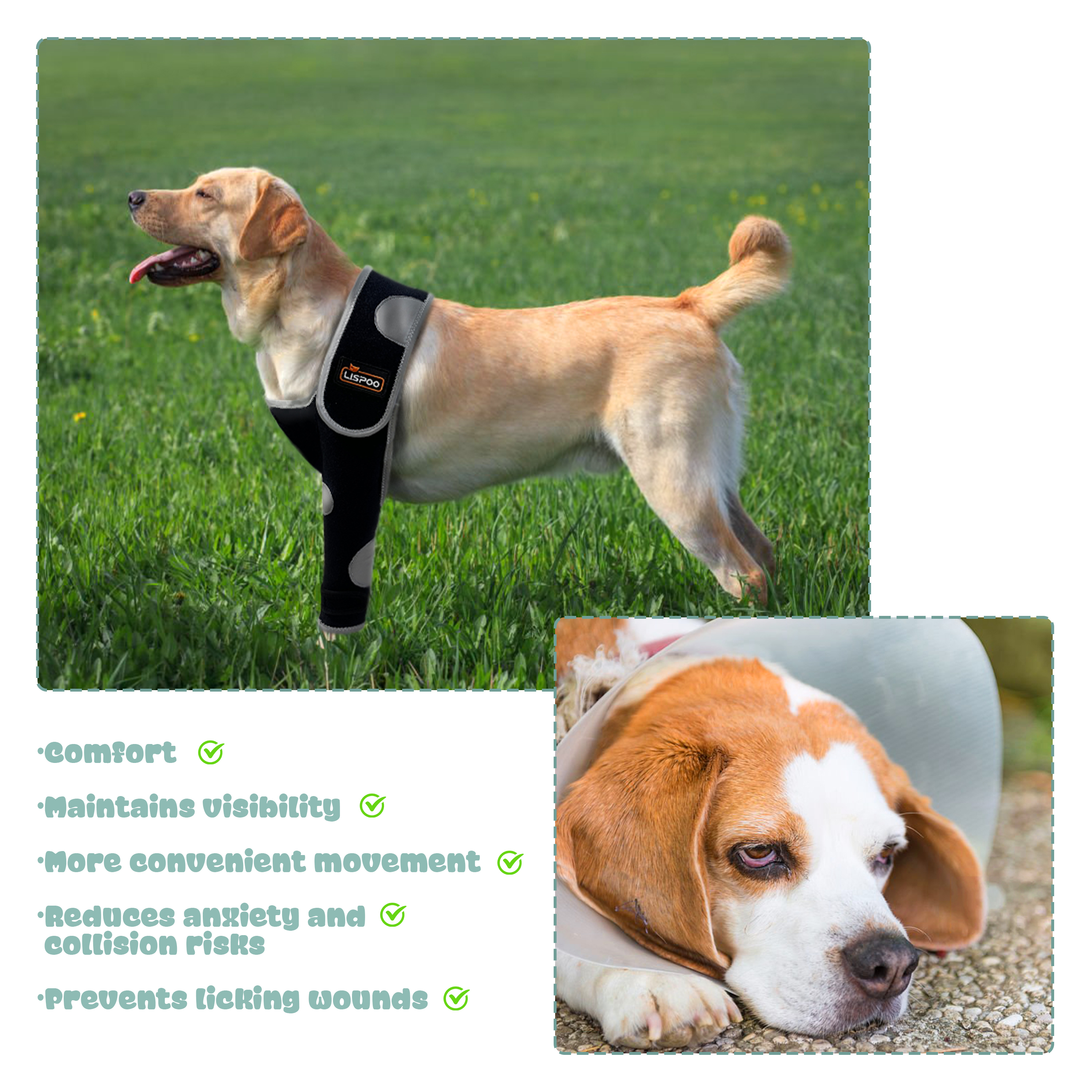 Dog Leg Sleeves For Prevent Licking with Reflective Straps