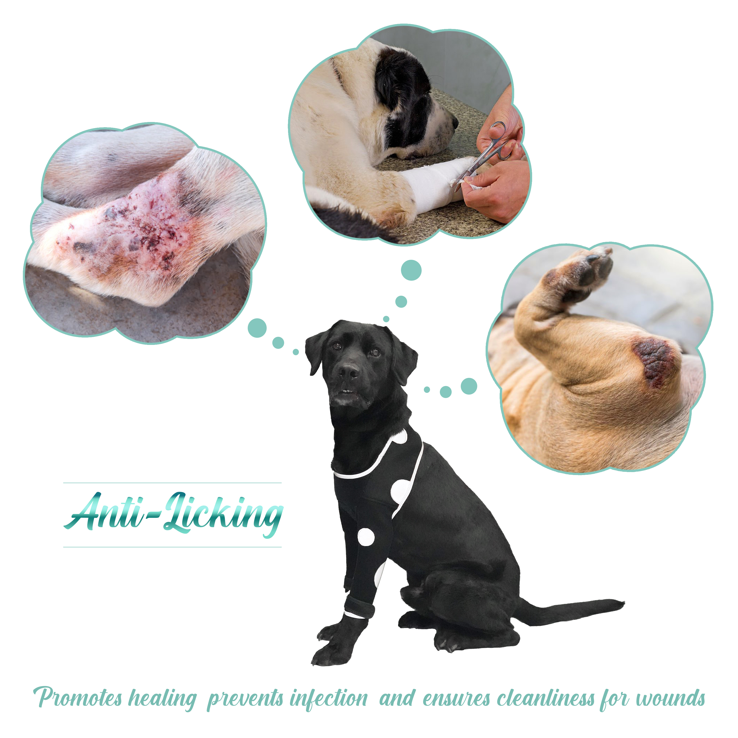 Dog Leg Sleeves For Prevent Licking with Reflective Straps