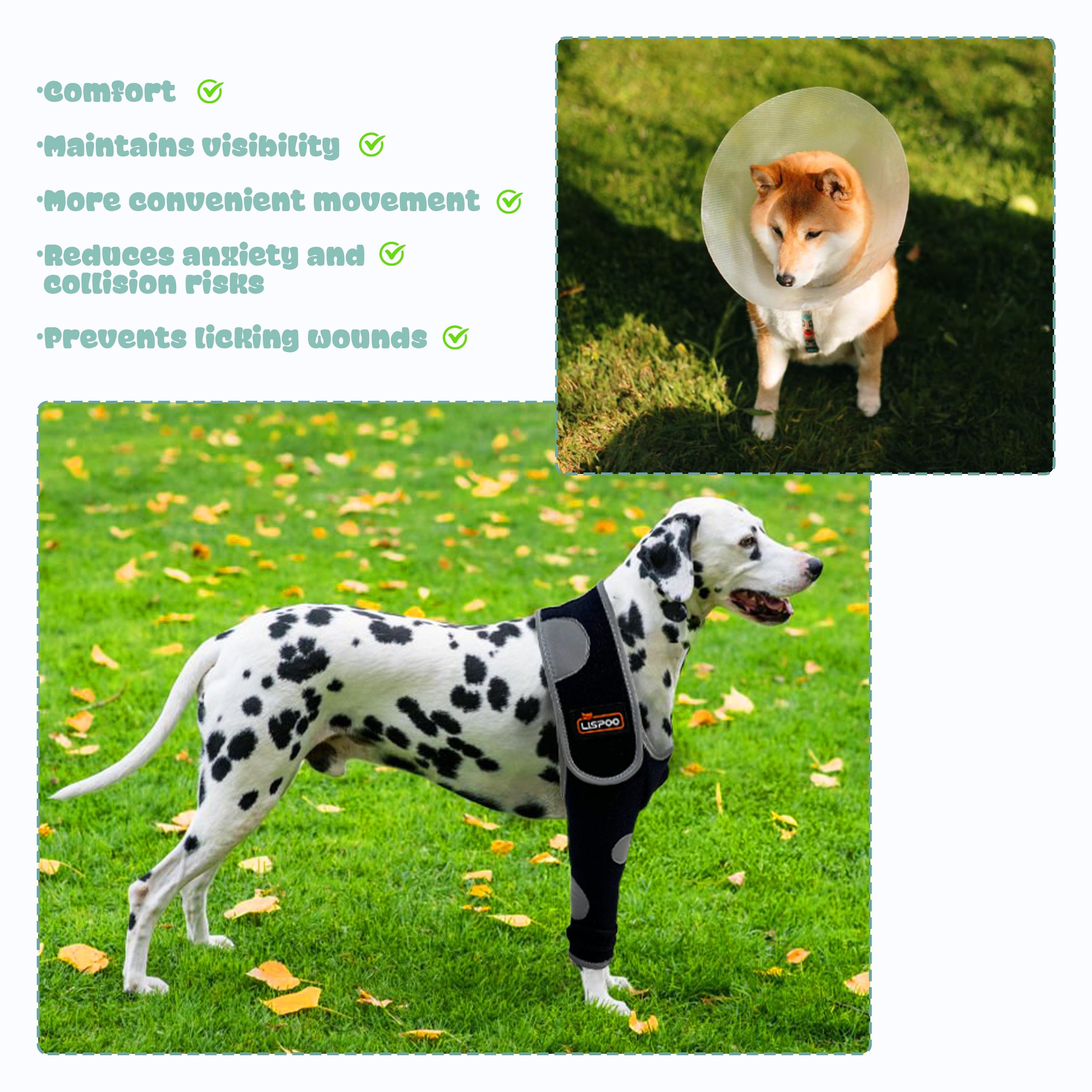 Dog Single Leg Sleeves For Prevent Licking with Reflective Straps