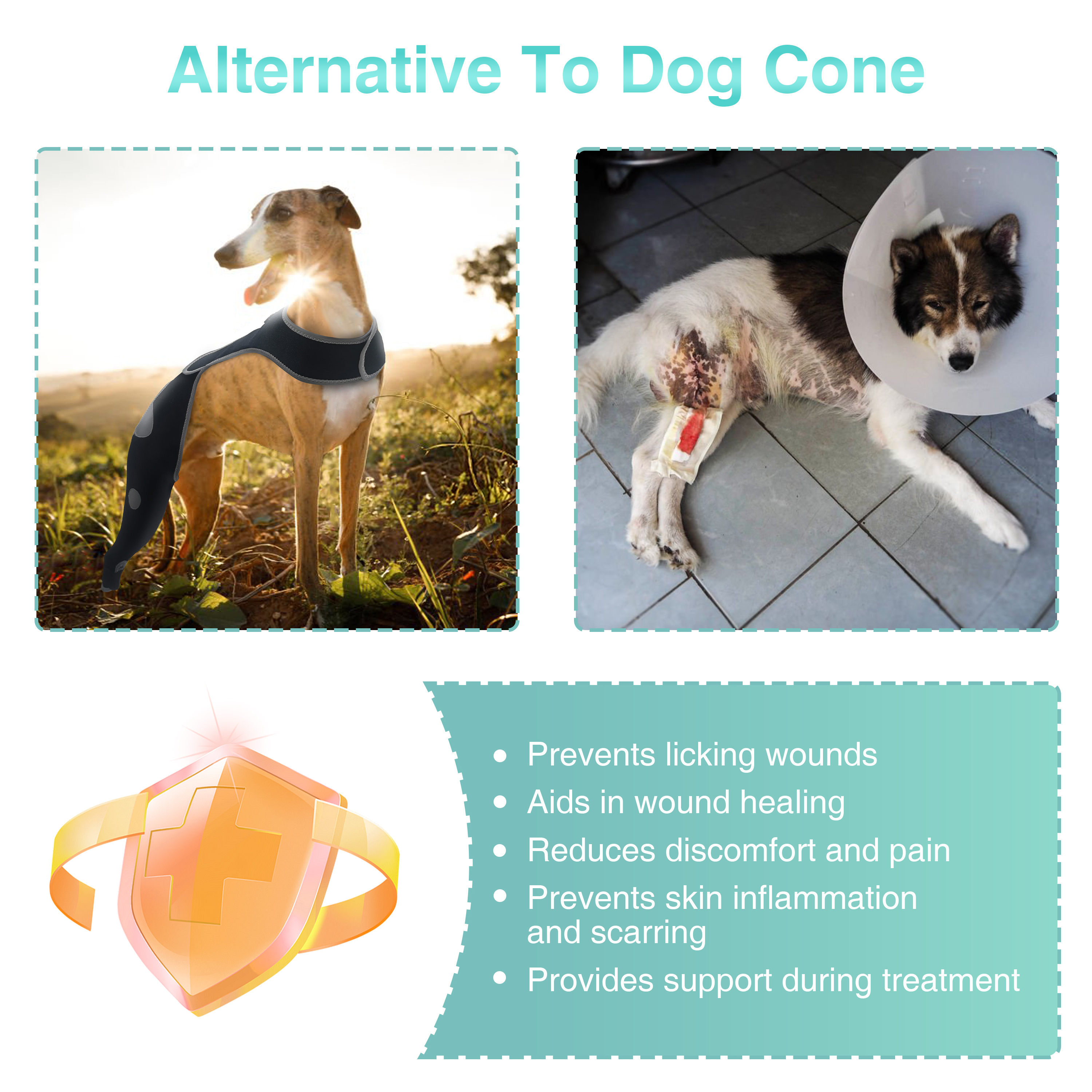 Dog Single Rear Leg Sleeves for Prevent Licking with Reflective Straps