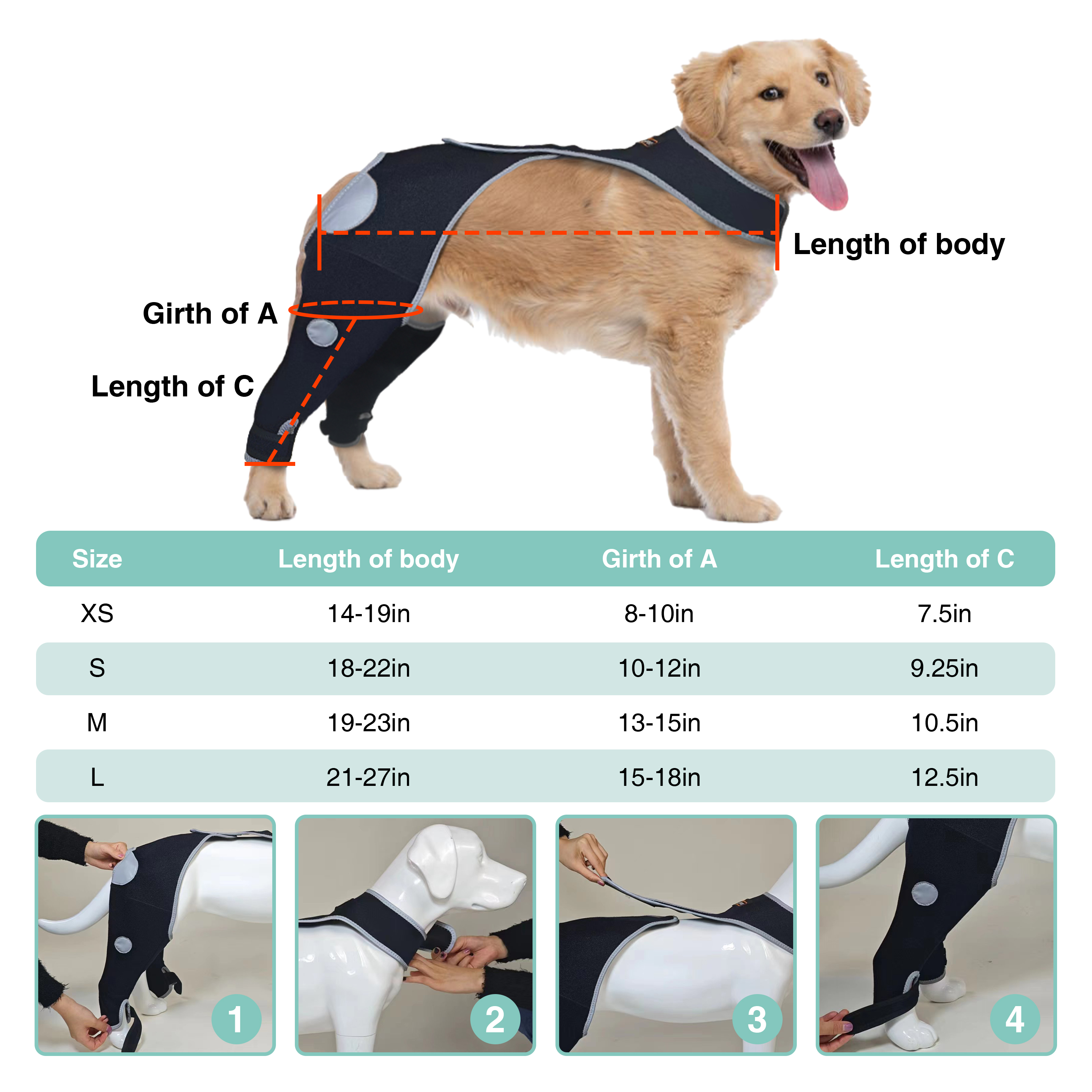 Dog Rear Leg Sleeve for Prevent Licking with Reflective Straps