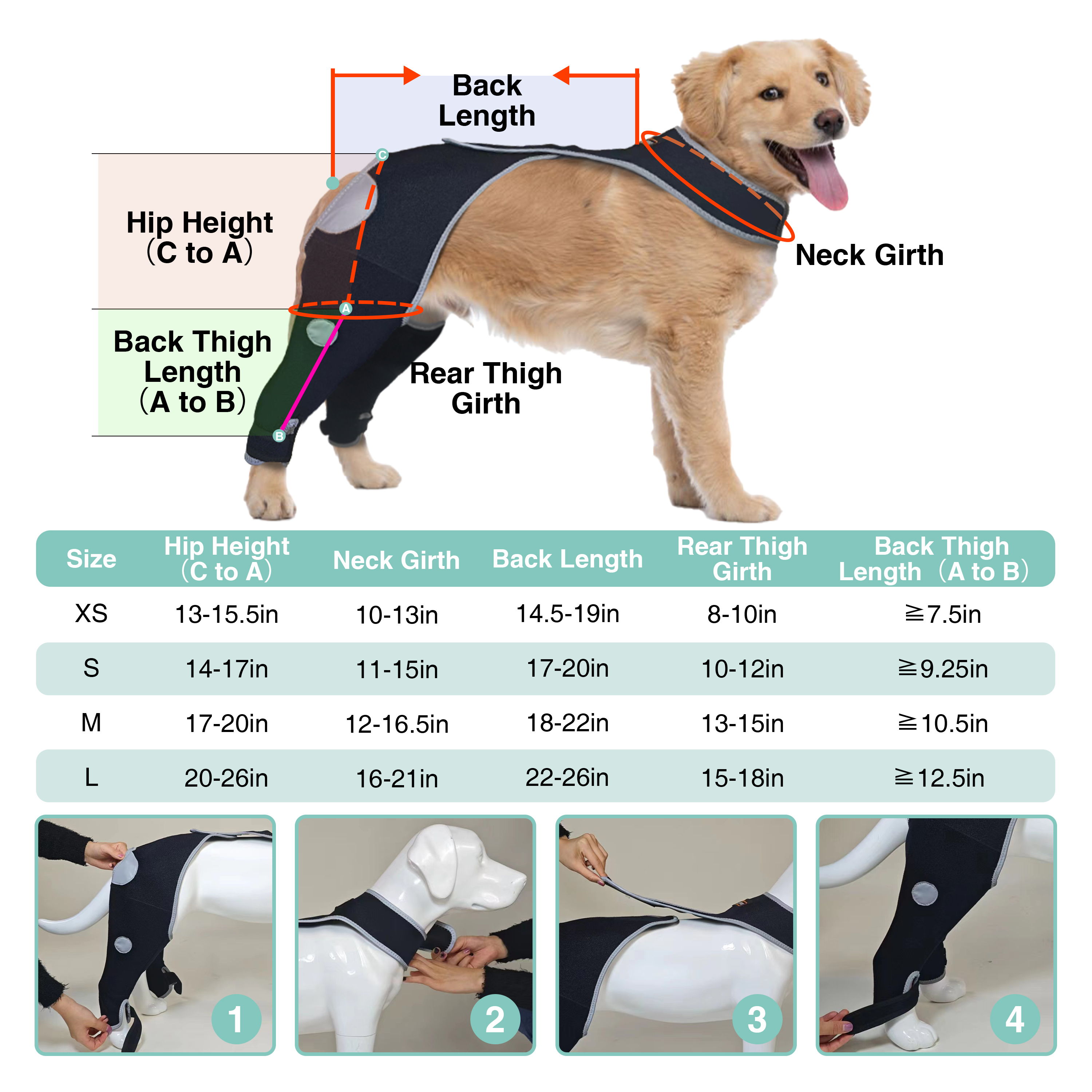 Dog Rear Leg Sleeve for Prevent Licking with Reflective Straps