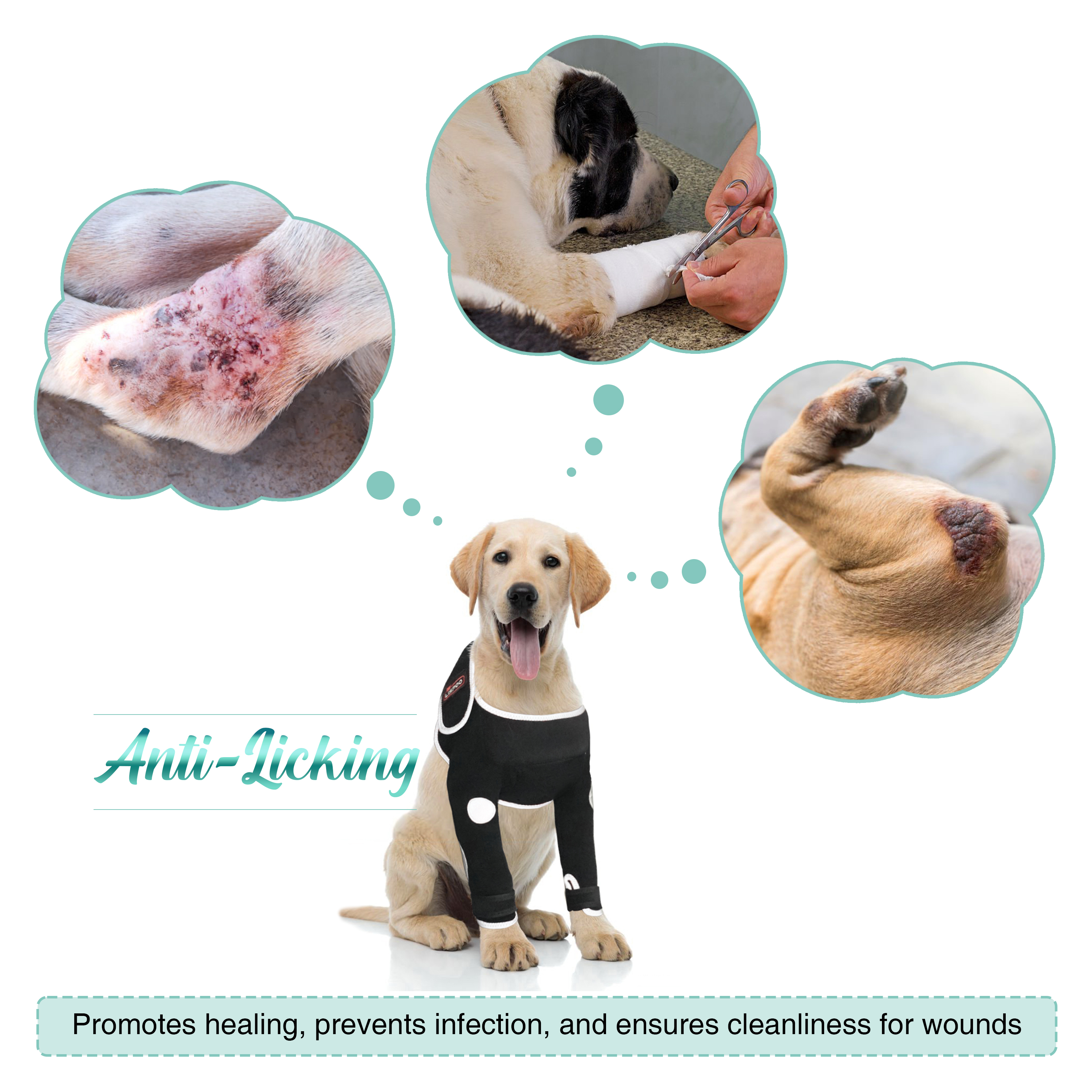 Dog Leg Sleeves For Prevent Licking with Reflective Straps