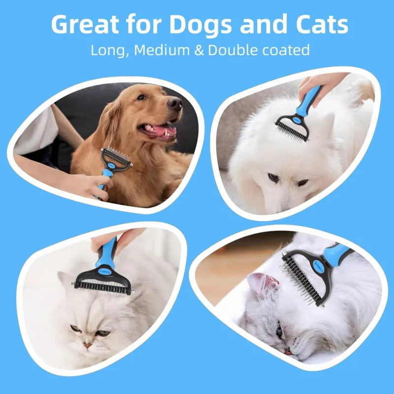 Dog Stainless Steel Double-sided Rake Brush