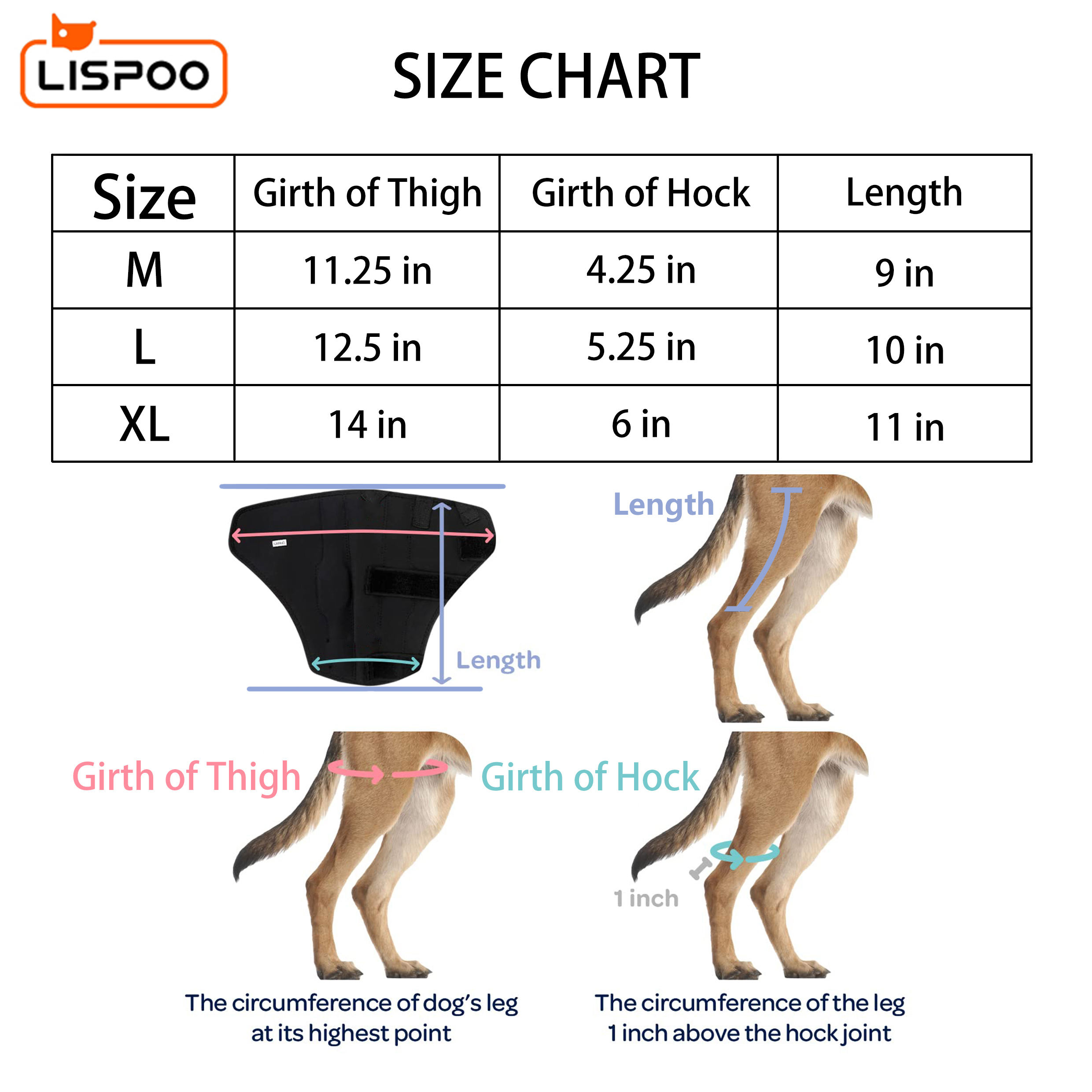 LISPOO Dog Knee ACL Brace With Metal Splint Hinged Flexible Support ...