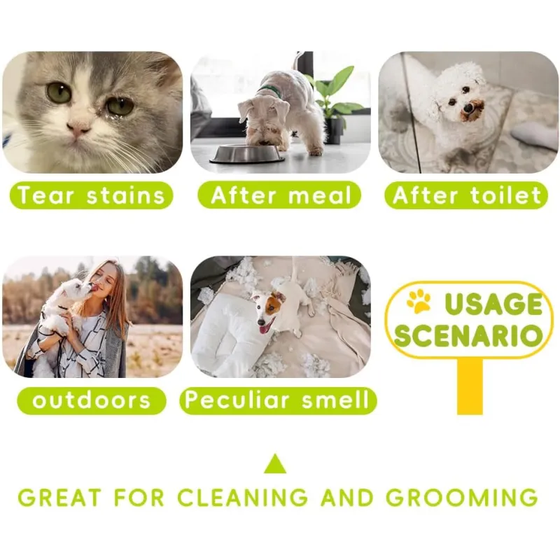 Gentle and Safe Pet Wipes for Cats and Dogs