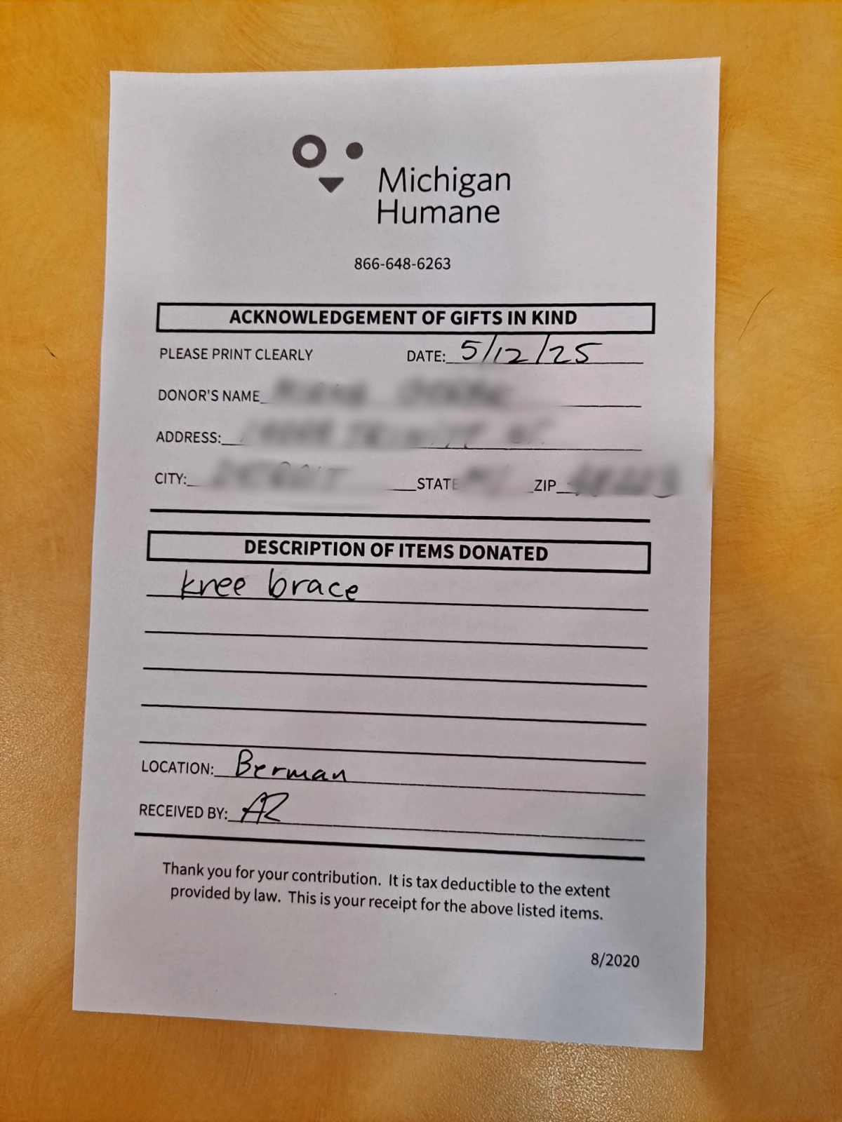 Donation from LOVEPLUSPET to Michigan Humane